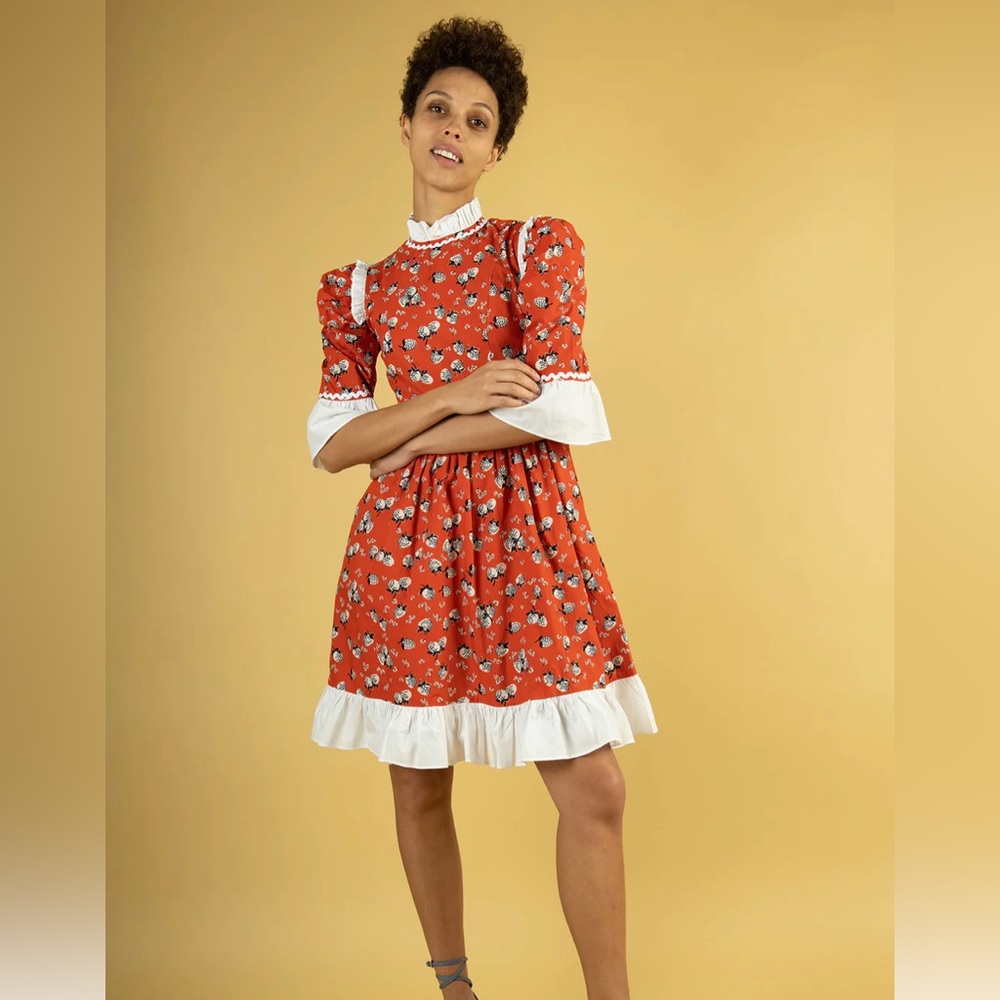 Brand new Batsheva Spring Prairie Dress in Red Hydrangea. Size 16. Super cute!